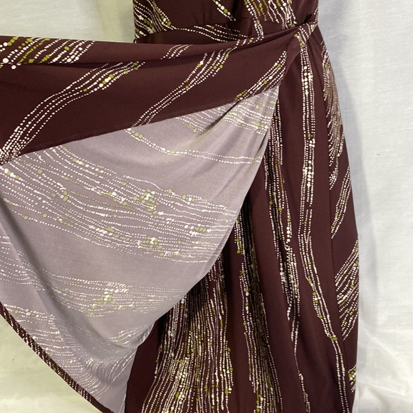 Anne Klein New York faux wrap midi dress Size 8 brown, green, white - Picture 7 of 11